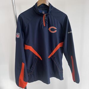 Chicago Bears Reebok ON FIELD NFL Team Waterproof Pullover‎ 1/4 Zip Jacket Small